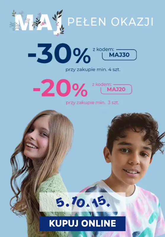 5.10.15 - gazetka promocyjna Do -30% maj pełen okazji od środy 07.05 