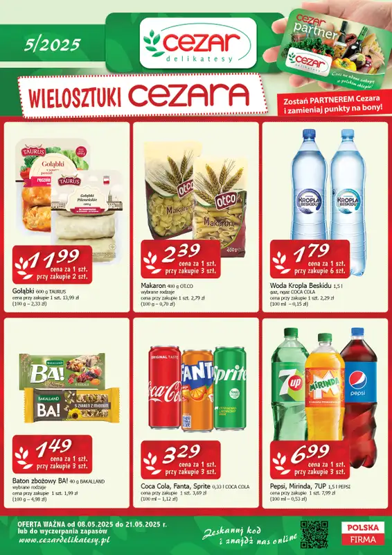 CEZAR Delikatesy - gazetka promocyjna Gazetka od czwartku 08.05 do środy 21.05