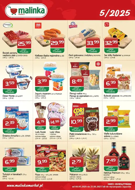 MALINKA - gazetka promocyjna Gazetka od czwartku 08.05 do środy 21.05