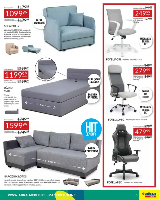 Abra Meble - gazetka promocyjna Oferta meblowa od poniedziałku 19.05 do czwartku 29.05 - strona 21