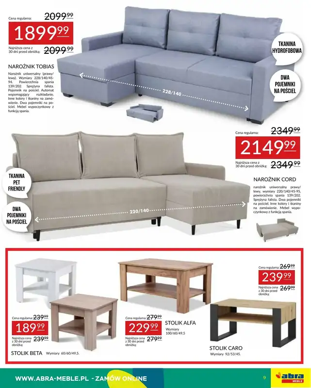 Abra Meble - gazetka promocyjna Oferta meblowa od poniedziałku 19.05 do czwartku 29.05 - strona 9