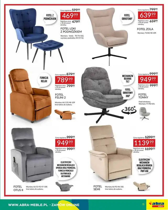 Abra Meble - gazetka promocyjna Oferta meblowa od poniedziałku 19.05 do czwartku 29.05 - strona 15