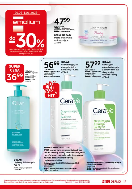 Ziko Dermo - gazetka promocyjna Gazetka Delikatna pielęgnacja wrażliwej skóry od czwartku 29.05 do środy 11.06 - strona 15