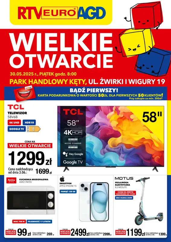 RTV EURO AGD - gazetka promocyjna Wielkie Otwarcie – Kęty (PH Kęty) -  30.05.2025 (piątek) – godz. 8:00 od piątku 30.05 do poniedziałku 02.06