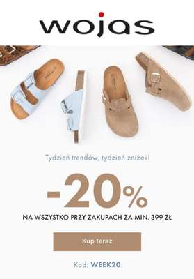 Wojas - gazetka promocyjna -20% na zakupy od 399 zł od środy 28.05 do poniedziałku 02.06