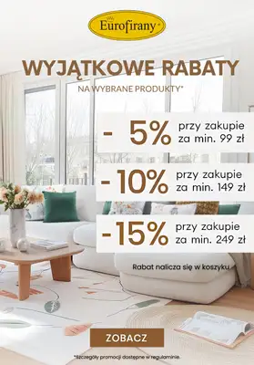 Eurofirany - gazetka promocyjna Wyjątkowe RABATY do -15% od piątku 06.06 do wtorku 24.06 Eurofirany - gazetka promocyjna Wyjątkowe RABATY do -15% od piątku 06.06 do wtorku 24.06