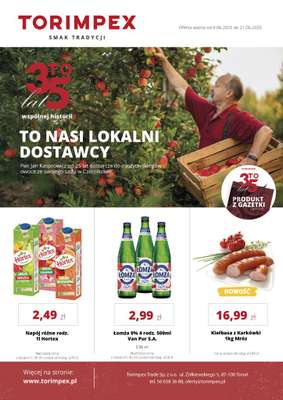 Torimpex Toruńska Sieć Sklepów Spożywczych - gazetka promocyjna Gazetka od poniedziałku 09.06 do soboty 21.06