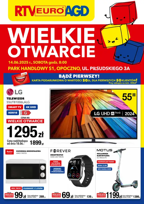 RTV EURO AGD - gazetka promocyjna WIELKIE OTWARCIE! PH S1 OPOCZNO od soboty 14.06 do wtorku 17.06