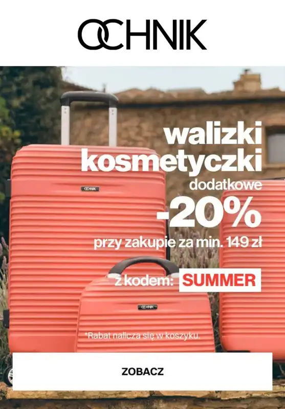 Ochnik - gazetka promocyjna Dodatkowe -20% na walizki od piątku 13.06 