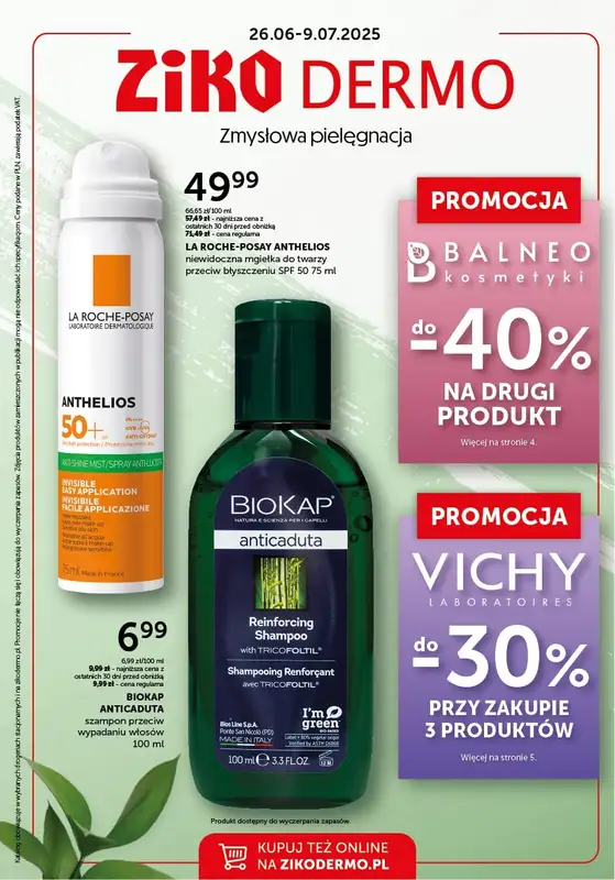Ziko Dermo - gazetka promocyjna Gazetka Zmysłowa pielęgnacja od czwartku 26.06 do środy 09.07