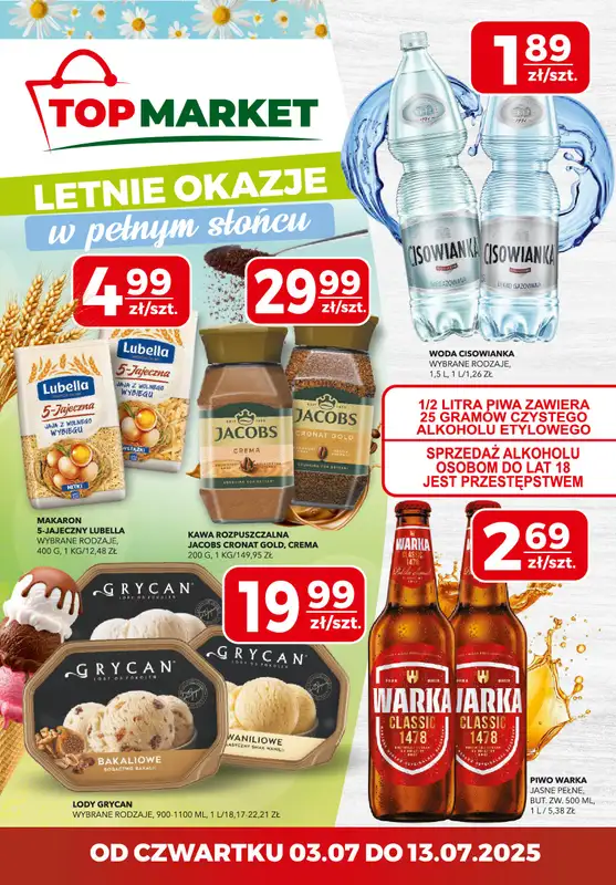 Top Market - gazetka promocyjna Gazetka od czwartku 03.07 do niedzieli 13.07