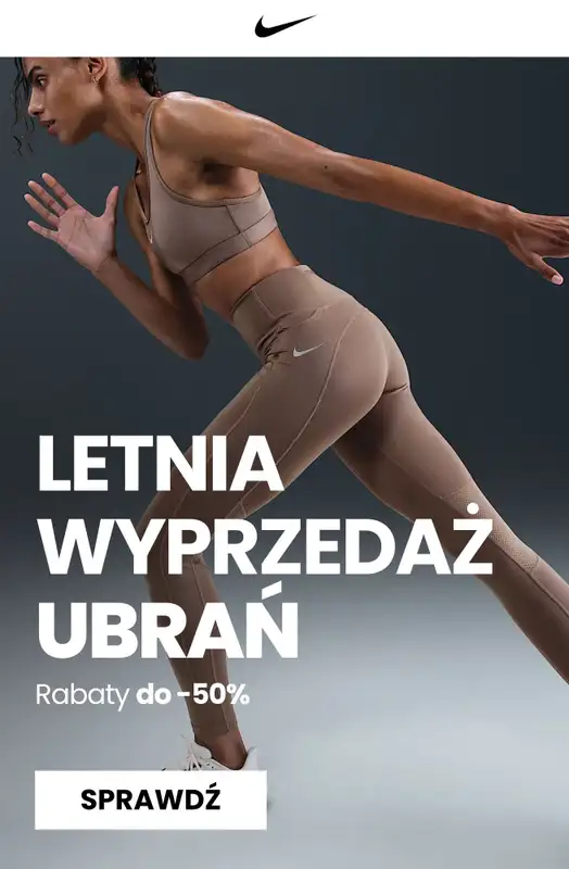 NIKE - gazetka promocyjna Do -50% letnia wyprzedaż ubrań od poniedziałku 30.06 do niedzieli 06.07