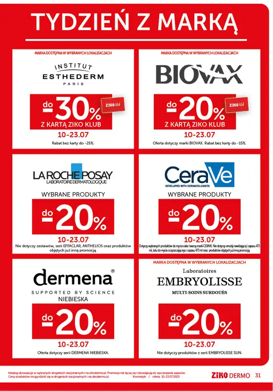Ziko Dermo - gazetka promocyjna Gazetka od czwartku 10.07 do środy 23.07 - strona 31