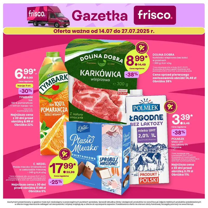 Frisco - gazetka promocyjna Gazetka od poniedziałku 14.07 do niedzieli 27.07