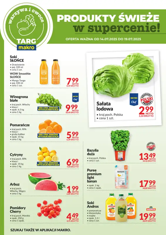 Makro - gazetka promocyjna Targ MAKRO - oferta świeża w super cenach! od poniedziałku 14.07 do soboty 19.07 - strona 5