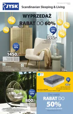 Jysk - gazetka promocyjna Wyprzedaż. Rabat do 60% od środy 23.07 do niedzieli 10.08