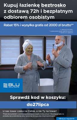 Blu Salony Łazienek - gazetka promocyjna Kod rabatowy od poniedziałku 21.07 do niedzieli 27.07