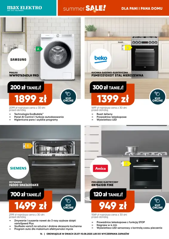 Max Elektro - gazetka promocyjna Gazetka od piątku 25.07 do niedzieli 10.08 - strona 14