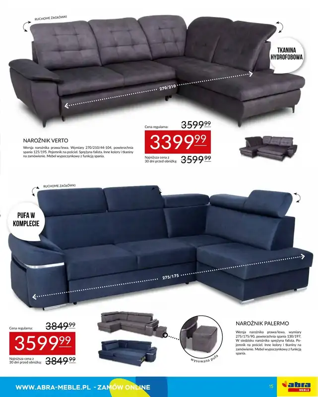 Abra Meble - gazetka promocyjna Gazetka od poniedziałku 28.07 do czwartku 07.08 - strona 15