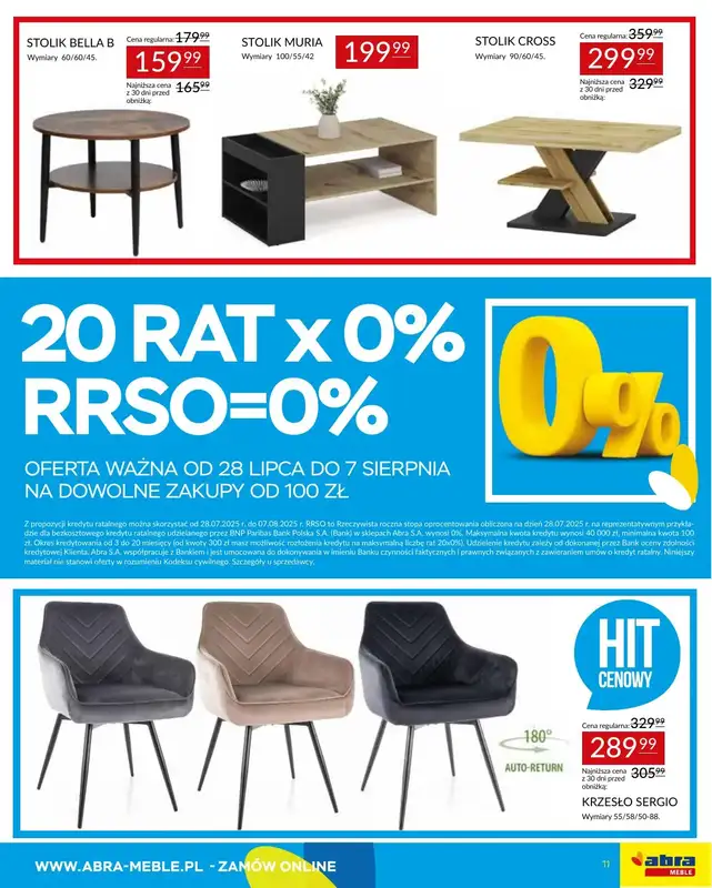 Abra Meble - gazetka promocyjna Gazetka od poniedziałku 28.07 do czwartku 07.08 - strona 11