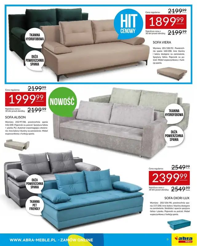 Abra Meble - gazetka promocyjna Gazetka od poniedziałku 28.07 do czwartku 07.08 - strona 9