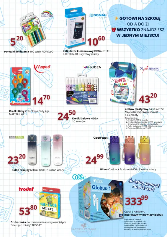 Partner Premium - gazetka promocyjna Back to School - Wyprawka Szkolna od piątku 01.08 do soboty 06.09 - strona 14