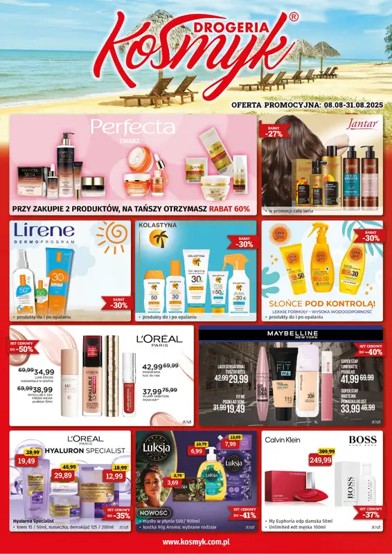 Drogeria Kosmyk - gazetka promocyjna Gazetka od piątku 08.08 do niedzieli 31.08