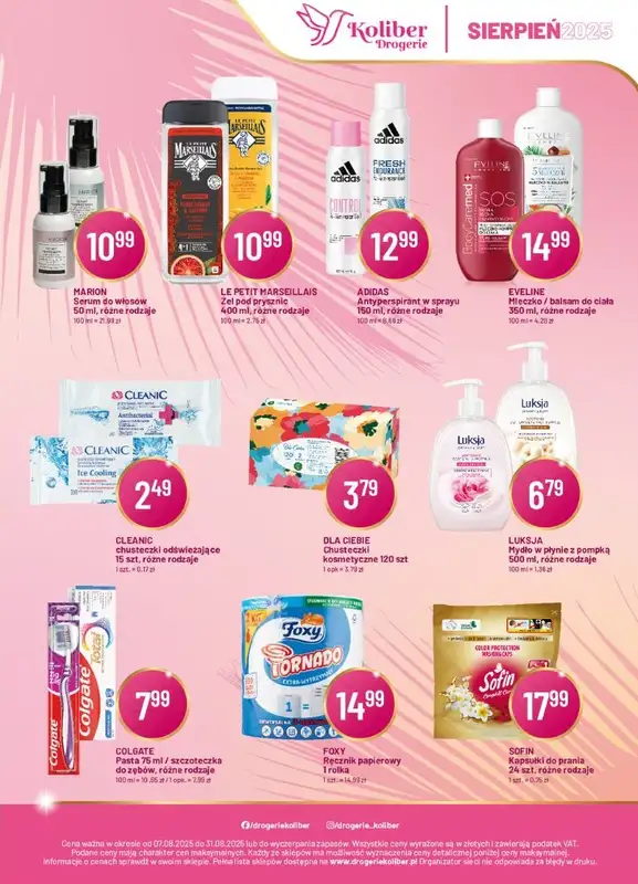 Drogerie Koliber - gazetka promocyjna Plakat promocyjny od piątku 08.08 do niedzieli 31.08