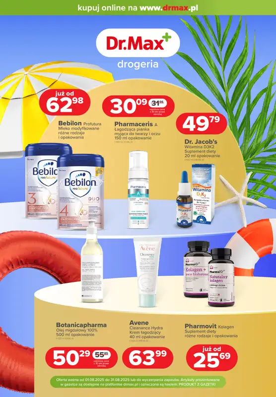 Dr.Max Drogeria - gazetka promocyjna Gazetka od piątku 08.08 do niedzieli 31.08