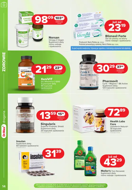 Dr.Max Drogeria - gazetka promocyjna Gazetka od piątku 08.08 do niedzieli 31.08 - strona 14