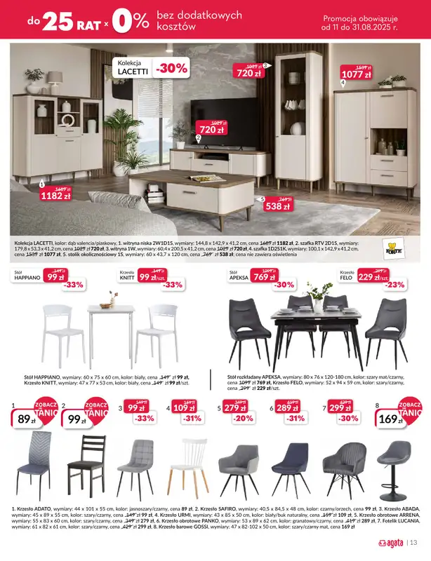 Salony Agata - gazetka promocyjna Gazetka od poniedziałku 11.08 do niedzieli 31.08 - strona 13