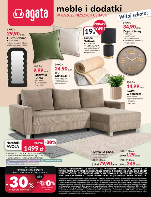 Salony Agata - gazetka promocyjna Gazetka od poniedziałku 11.08 do niedzieli 31.08