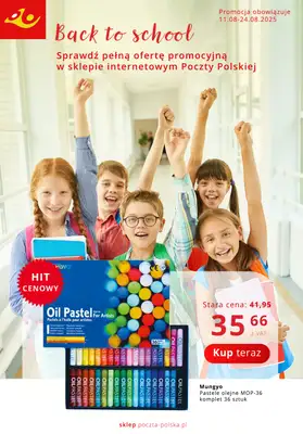 Poczta Polska - gazetka promocyjna Gazetka Back to school od poniedziałku 11.08 do niedzieli 24.08 Poczta Polska - gazetka promocyjna Gazetka Back to school od poniedziałku 11.08 do niedzieli 24.08