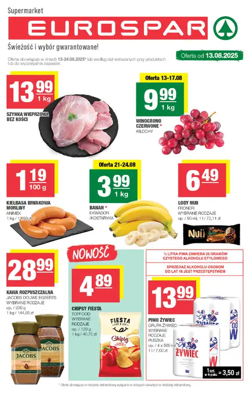SPAR - gazetka promocyjna Gazetka Eurospar od środy 13.08 do niedzieli 24.08