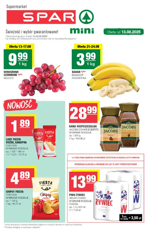 SPAR - gazetka promocyjna Gazetka Spar Mini od środy 13.08 do niedzieli 24.08