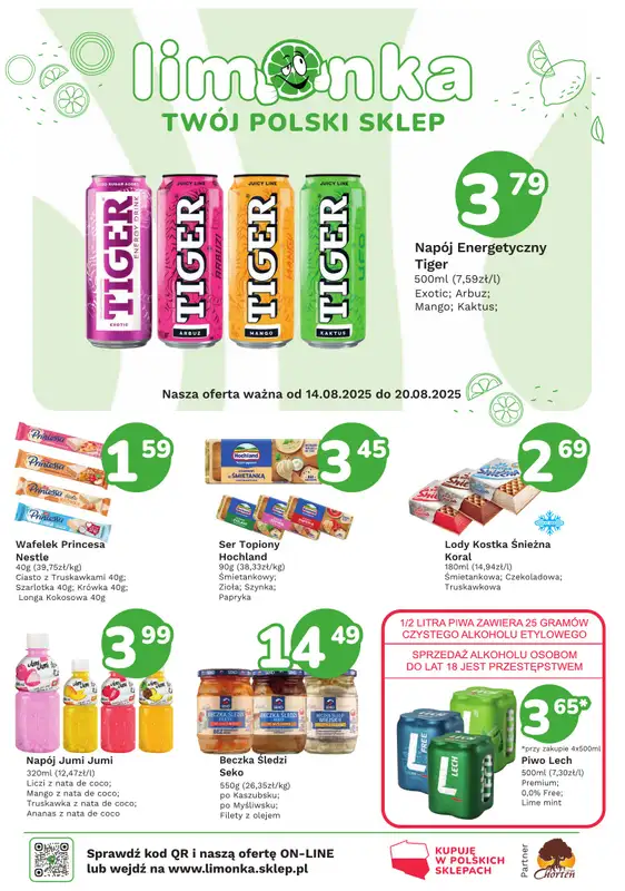 Limonka - gazetka promocyjna Gazetka od czwartku 14.08 do środy 20.08