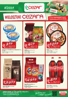 CEZAR Delikatesy - gazetka promocyjna Gazetka od czwartku 14.08 do środy 27.08 CEZAR Delikatesy - gazetka promocyjna Gazetka od czwartku 14.08 do środy 27.08