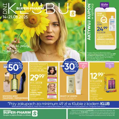 Super-Pharm - gazetka promocyjna Dni Klubu od czwartku 14.08 do czwartku 21.08 Super-Pharm - gazetka promocyjna Dni Klubu od czwartku 14.08 do czwartku 21.08