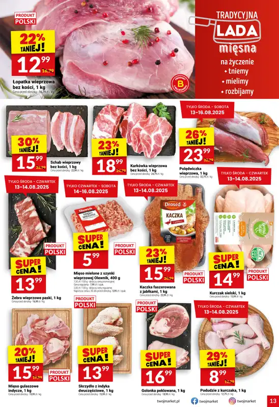 Twój Market - gazetka promocyjna Gazetka od środy 13.08 do wtorku 19.08 - strona 13