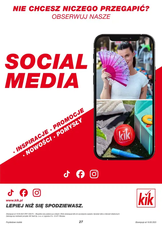 KiK - gazetka promocyjna Gazetka od poniedziałku 18.08 do niedzieli 24.08 - strona 27