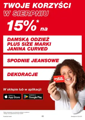 KiK - gazetka promocyjna Gazetka od poniedziałku 18.08 do niedzieli 24.08 - strona 15