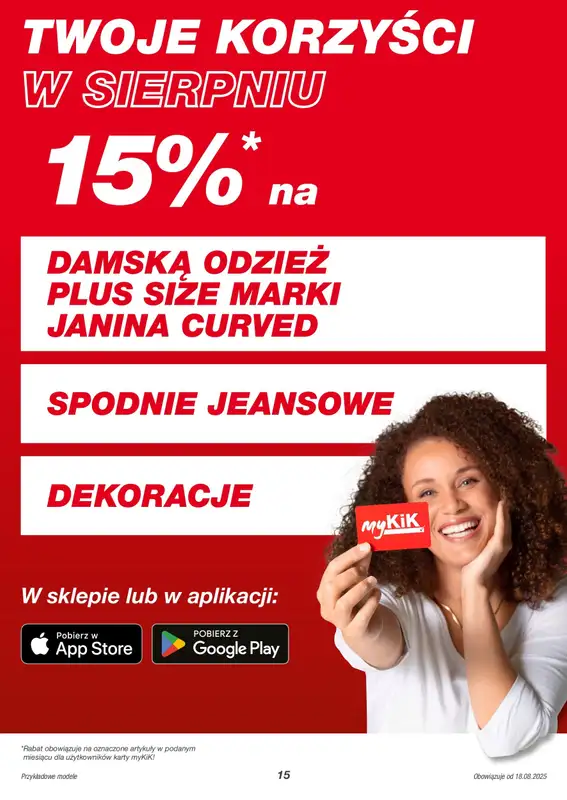 KiK - gazetka promocyjna Gazetka od poniedziałku 18.08 do niedzieli 24.08 - strona 15