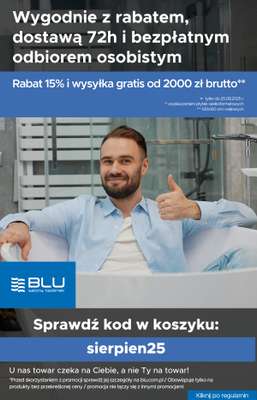 Blu Salony Łazienek - gazetka promocyjna Kod rabatowy od poniedziałku 18.08 do poniedziałku 25.08