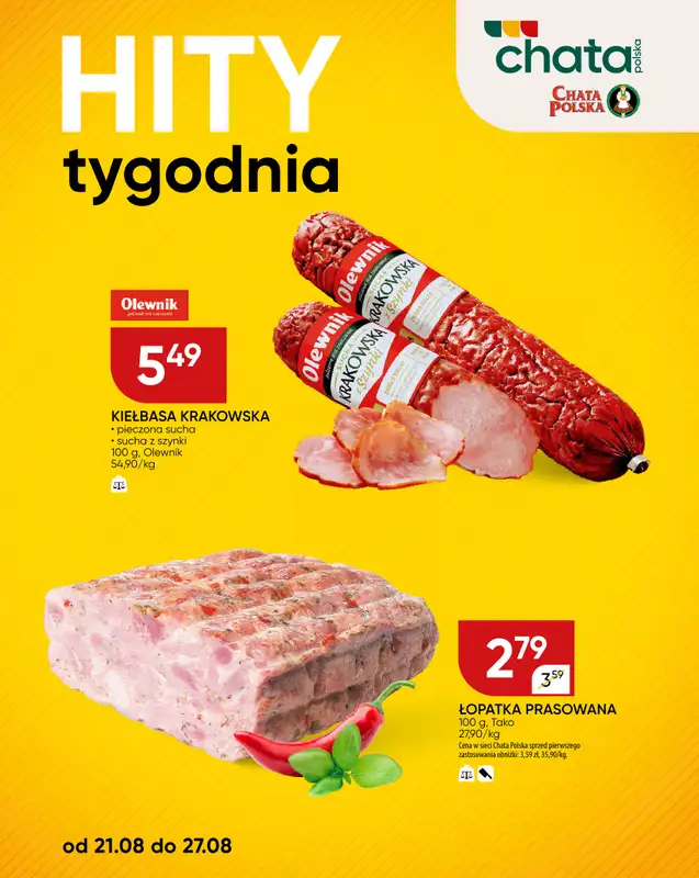 Chata Polska - gazetka promocyjna Hity tygodnia od czwartku 21.08 do środy 27.08 - strona 3