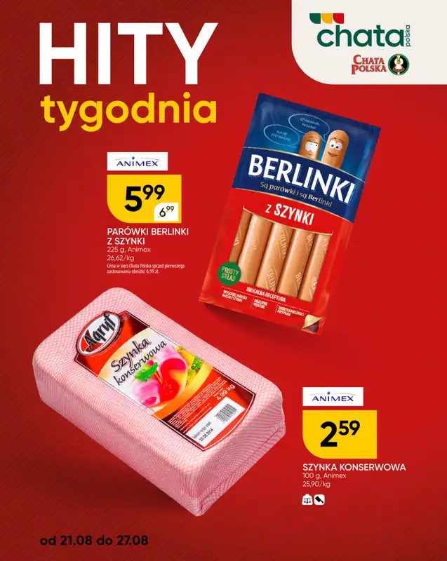 Chata Polska - gazetka promocyjna Hity tygodnia od czwartku 21.08 do środy 27.08 - strona 2