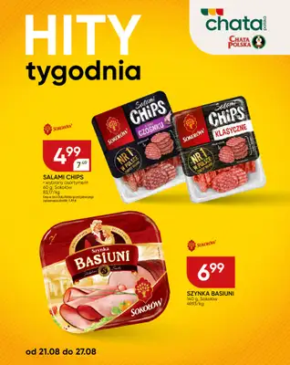 Chata Polska - gazetka promocyjna Hity tygodnia od czwartku 21.08 do środy 27.08 Chata Polska - gazetka promocyjna Hity tygodnia od czwartku 21.08 do środy 27.08