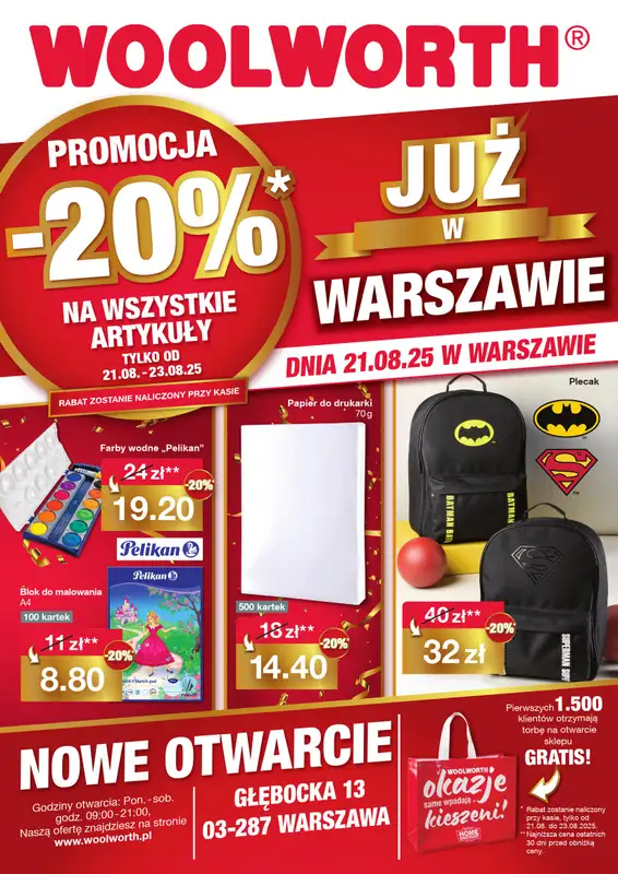 Woolworth - gazetka promocyjna WIELKIE OTWARCIE! WARSZAWA, ul. Głębocka 13 od czwartku 21.08 do soboty 23.08