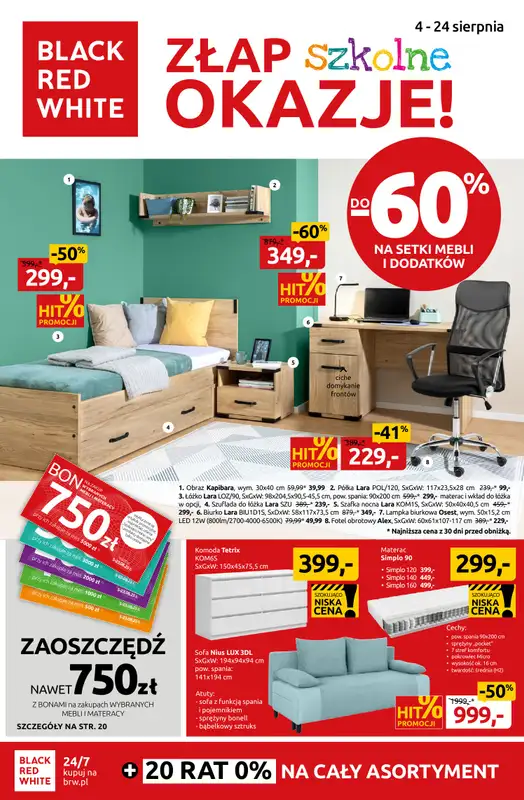 Black Red White - gazetka promocyjna Złap szkolne okazje do -60% od poniedziałku 04.08 do niedzieli 24.08