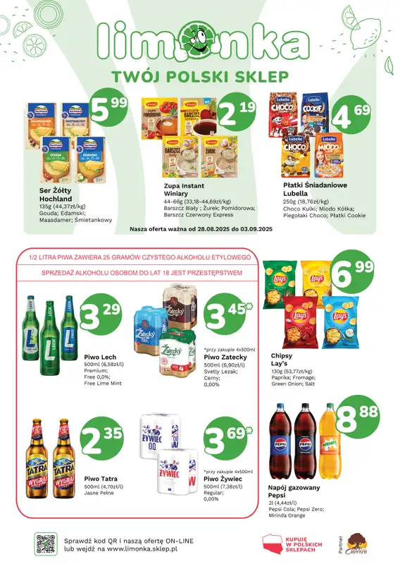 Limonka - gazetka promocyjna Plakat promocyjny od czwartku 28.08 do środy 03.09
