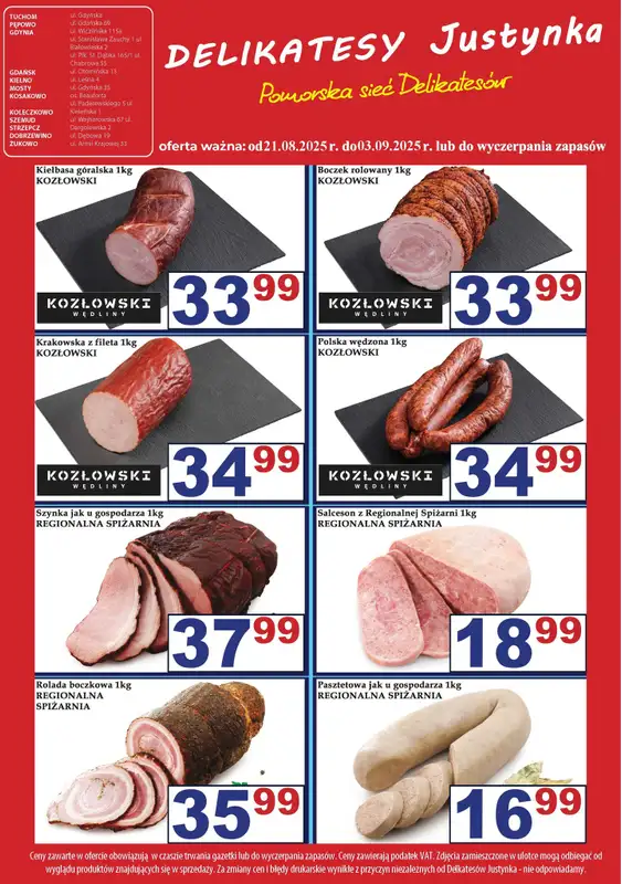 Delikatesy Justynka - gazetka promocyjna Gazetka od czwartku 21.08 do środy 03.09 - strona 2